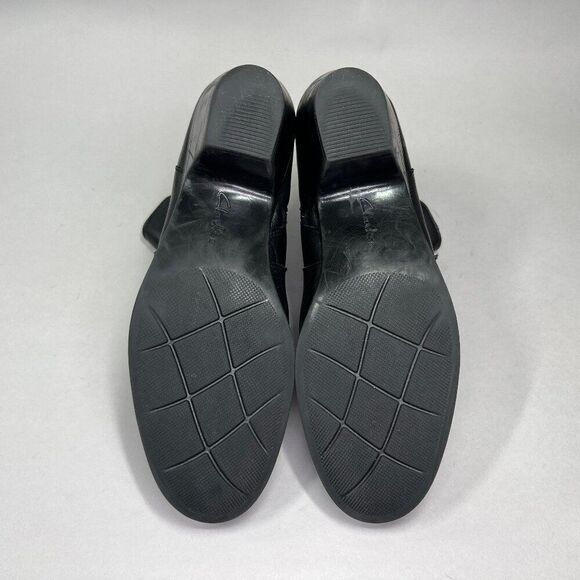 Clarks Women's Size 8.5 Emily Holly Black Leather Ankle Booties - Picture 11 of 14